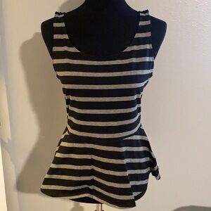 3 for $30 black & grey striped peplum top large